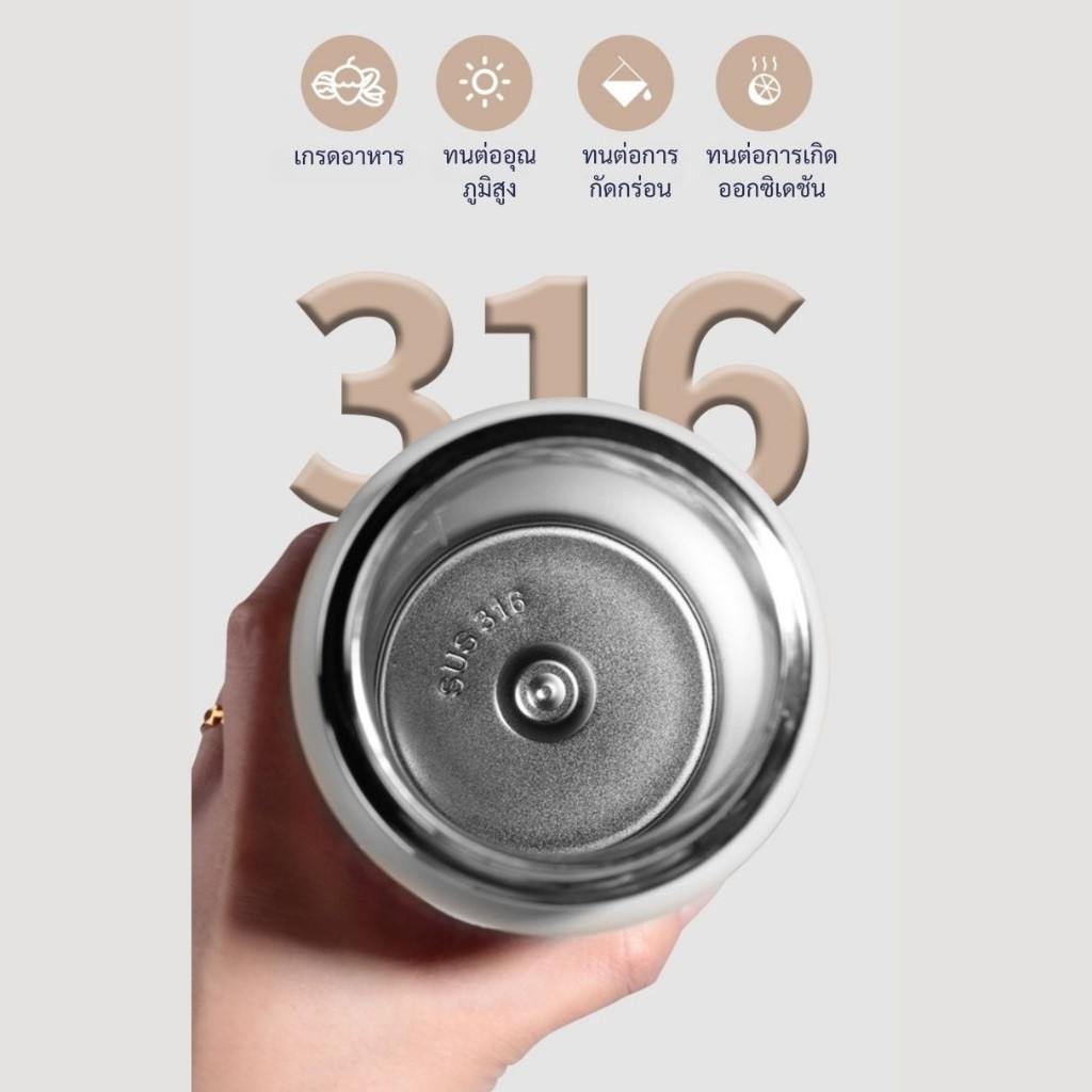 DODGE กระบอกน้ำสแตนเลสแบบเทดื่ม 750ml / 1000ml เก็บร้อนเย็น มีหูหิ้ว ฝาปิดแน่น สีมินิมอล - รูปที่ 5