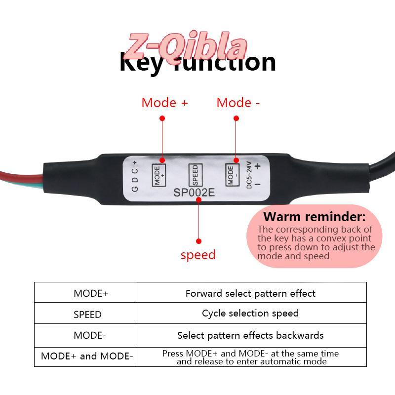 [Z-Qibla-t] Mini WS2812B WS2811 Controller สําหรับ Pixel LED Strip Light USB 3 Key WS2812 LED Light 