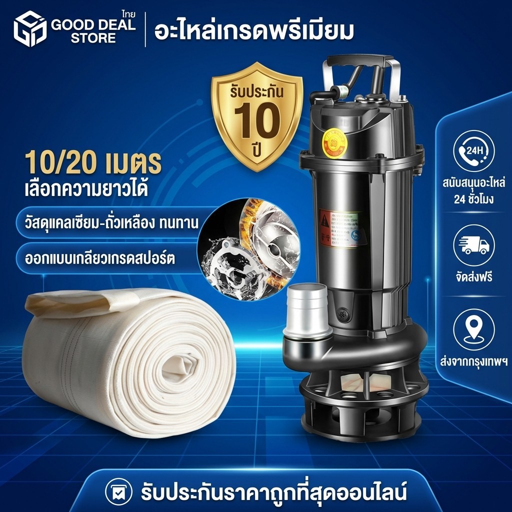 REAIM  ปั๊มดูดโคลน ปั๊มดูดโคลน ปั๊มจุ่ม  ปั๊มน้ำ 2 นิ้ว ปั๊มจุ่มไฟฟ้า 1800 วัตต์ ปั๊มดูดโคลน ปั๊มจุ่ม  ปั๊มจุ่ม🔥