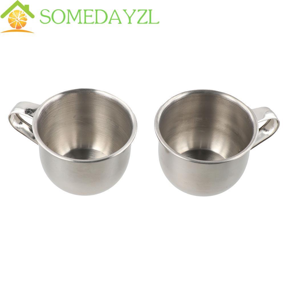 SOMEDAYZL 304 ถ้วยชาสแตนเลส, ความจุขนาดเล็ก 60ml ถ้วยน้ําผลไม้, มินิพร้อมที่จับ Anti-fall แก้วกาแฟเหล้า