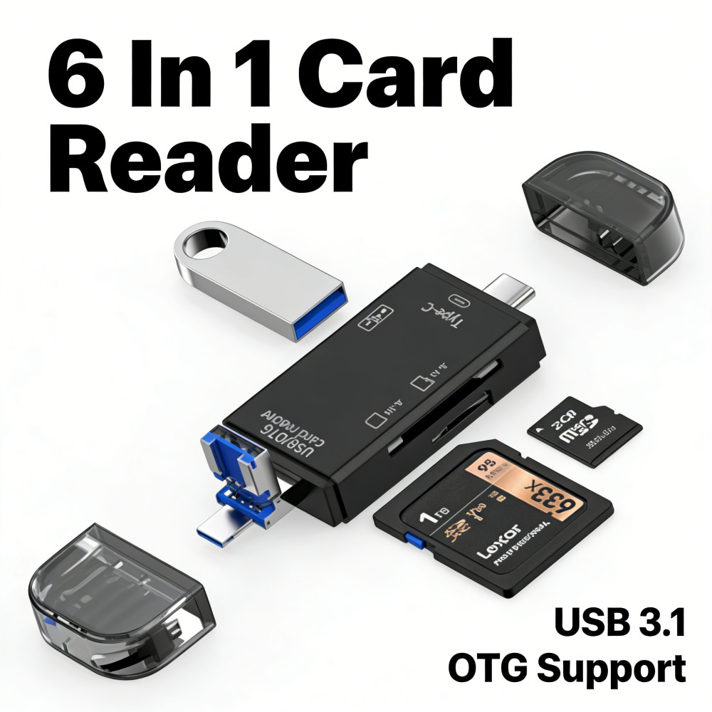 รองรับเครื่องอ่านการ์ด 1 ใน 6 USB 3.1 Micro SD / Micro USB / OTG / SD / Type C / Flashdisk