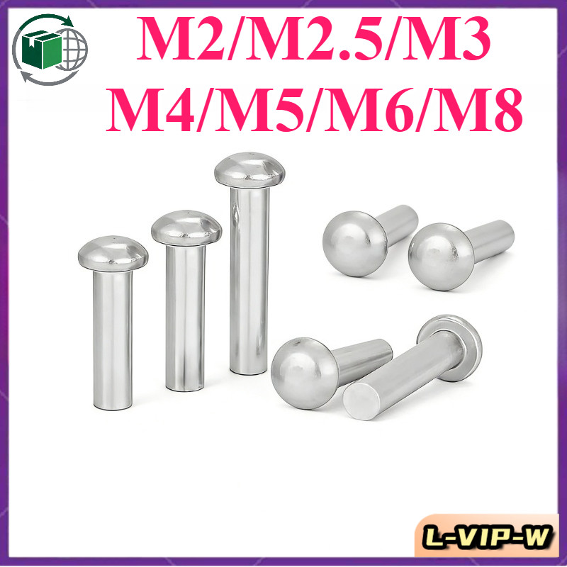 หัวกลมแข็ง rivets หมุดอลูมิเนียมหัวครึ่งวงกลม/M2/M2.5/M3/M4/M5/M6/M8 * L3-50 มม.(L-VIP-W-6)