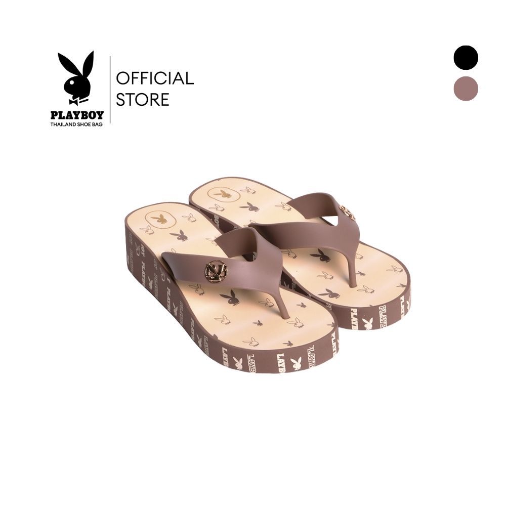 Playboy รุ่น Sandy Flip-flops (O) รองเท้าแตะหูหนีบ รหัส ST-HS261C149 ดีไซน์แตะส้นเตารีด แต่งอะไหล่ สกรีนลายโลโก้ มี 2 สี