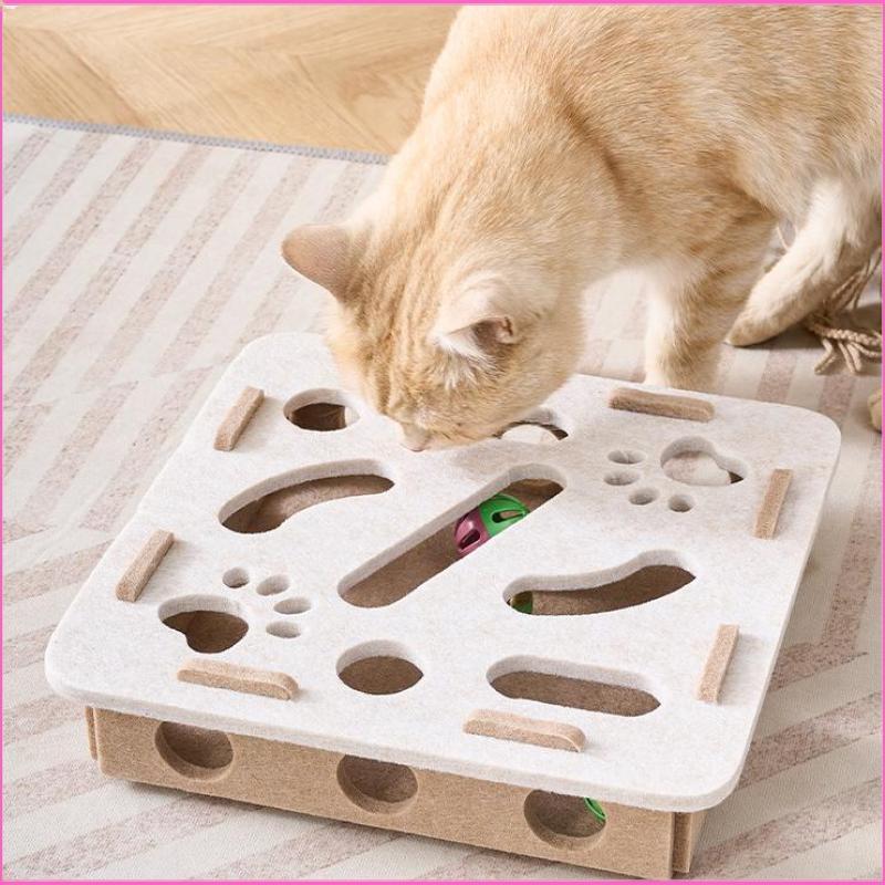 Luckyei Interactive Cat Puzzle Plaything ปริศนา Felt กล่องสําหรับแมวในร่มลูกแมวเครื่องมือการฝึกอบรมจ