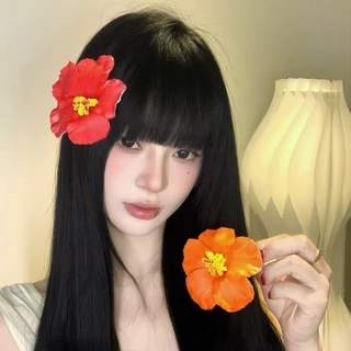 กิ๊บดอกไม้ หน้าม้าคลิปด้านข้าง new year สีแดง สีสันสดใส หรูหรา ins แฟชั่น คุณภาพสูง หลายสี ส่งเร็ว COD