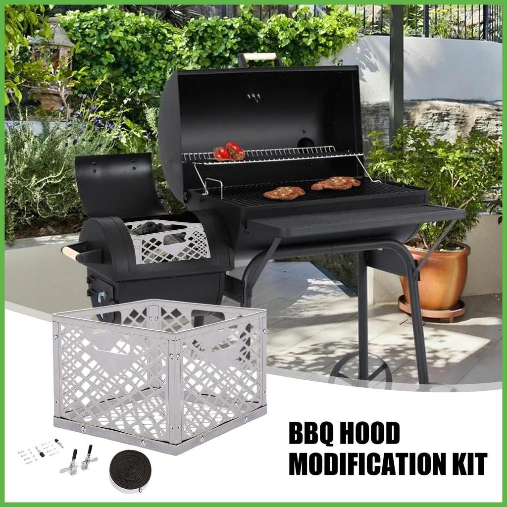 Offset Smoker Mod Kit Offset Smoker การปรับเปลี่ยนชุดสแตนเลส Mod Kit Mod เครื่องมือถ่านตะกร้า Smoker