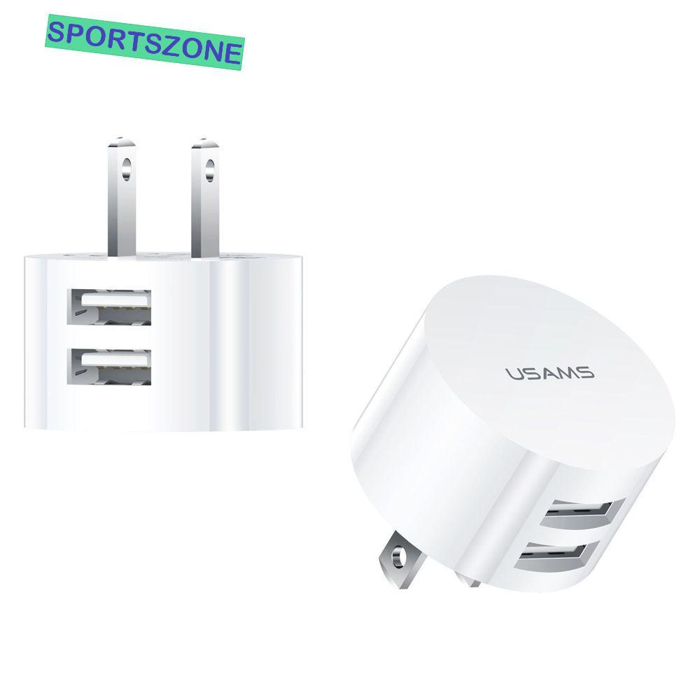 SPORTSZONE Dual Usb Round Charger 5V 2.1A UK Dual USB Mini Adapter อะแดปเตอร์โทรศัพท์มือถืออะแดปเตอร์ชาร์จ Travel Charger Head Wall Charger
