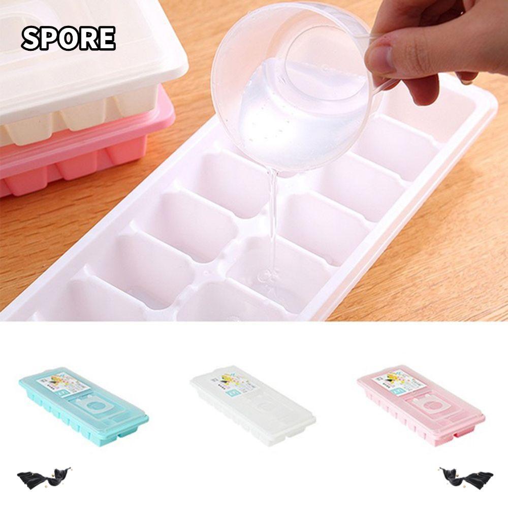 SPIORE 16 Cavity Ice Tray Maker Box Cover Jelly Freezer