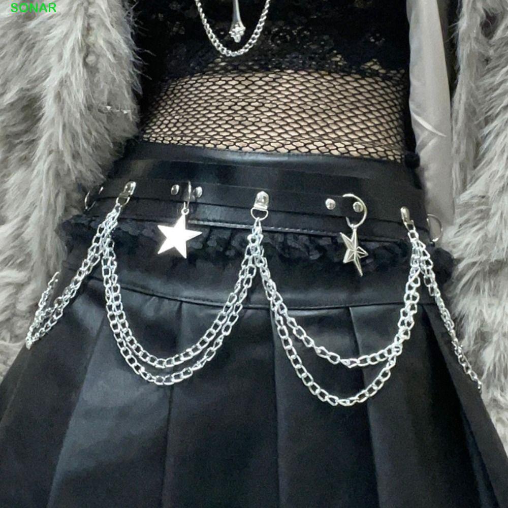 เข็มขัดสายพันธุ์ปักลาย_patchwork_dark_chain_punk สไตล์ย้อนยุค Y2K สำหรับคนชอบแฟชั่นและสไตล์หลากหลาย