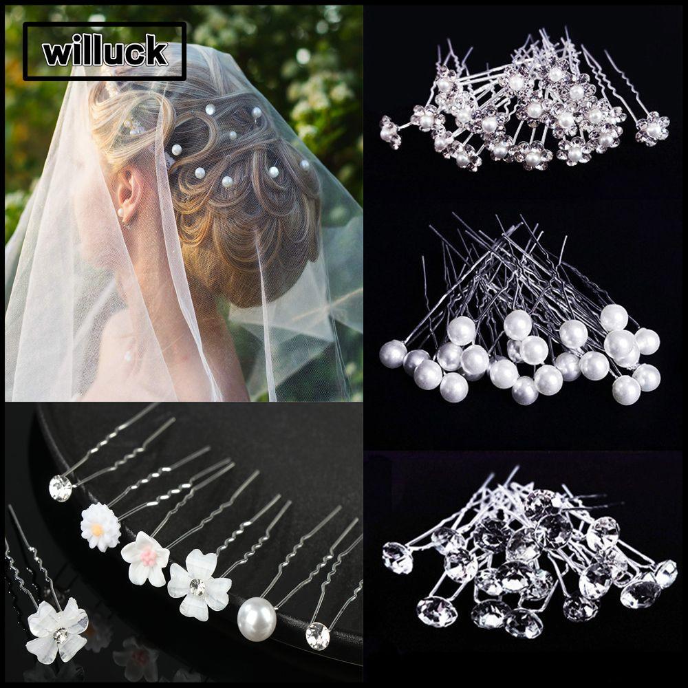 WILLUCK ชุดอุปกรณ์จัดผม 20 ชิ้น ประกอบด้วยบาร์เร็ท เพาเวอร์คริสตัล และเพอร์ล์ พร้อมคลิปผมรูป U