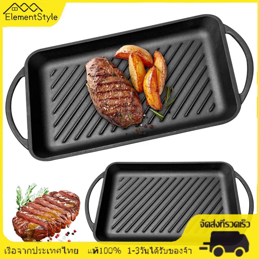 [ElementStyle.th] 15.6inX8.7in Griddle Cast Iron Griddle Pan Skillet Flat Pan สําหรับ Camping Roasti