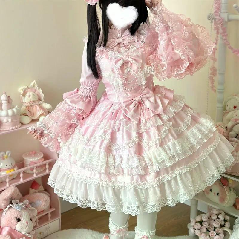 Lolita华丽花กราฟต์jsk吊带丝连衣裙