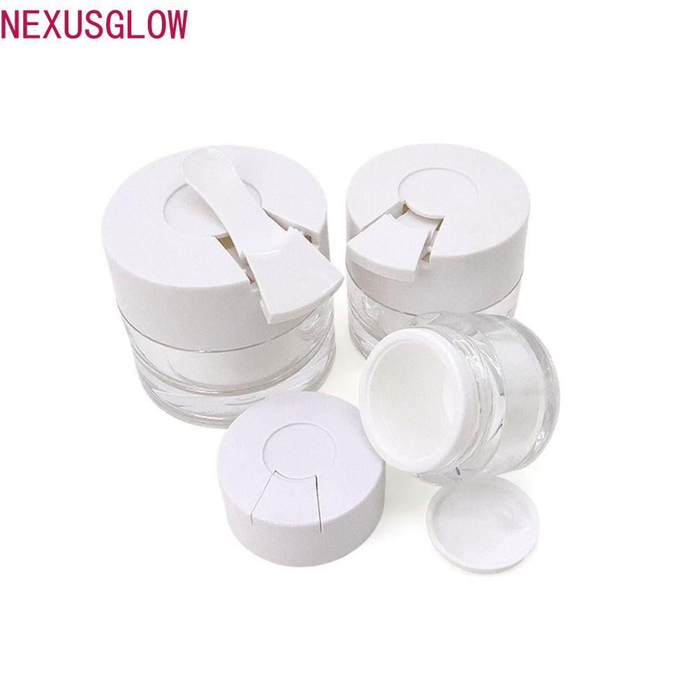 NEXUSGLOW Face Cream Bottles Travel Empty White with Hidden Spoon ขวดรีฟิล Makeup Storage Vials Cans