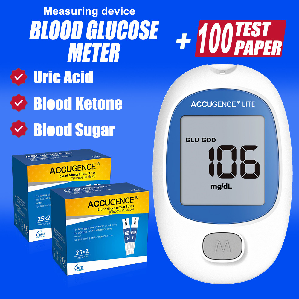 ACCU 3in1 Blood Glucose Monitor โรคเบาหวาน Gout อุปกรณ์พร้อมแถบทดสอบ & Lancets MultiFunction เลือด Ketone Uric กรดอุปกรณ์ทดสอบ