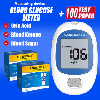 ACCU 3in1 Blood Glucose Monitor โรคเบาหวาน Gout อุปกรณ์พร้อมแถบทดสอบ & Lancets MultiFunction เลือด Ketone Uric กรดอุปกรณ์ทดสอบ