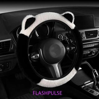 FLASHPULSE ฝาครอบพวงมาลัยหูแมว, ฝาครอบพวงมาลัยตุ๊กตาผ้ากํามะ…