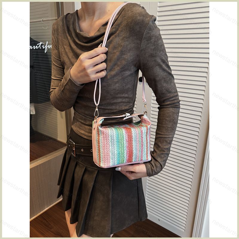 กระเป๋าสะพายฟางลายทาง อเนกประสงค์ ความจุมาก SN4