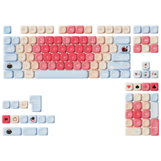 Thai Language PBT Keycap MOA ธีมลูกแมวคีย์บอร์ดแบบกลไกสวิตช์ข้ามปุ่มกดระเหิดห้าด้านขนาดเล็กครบชุด