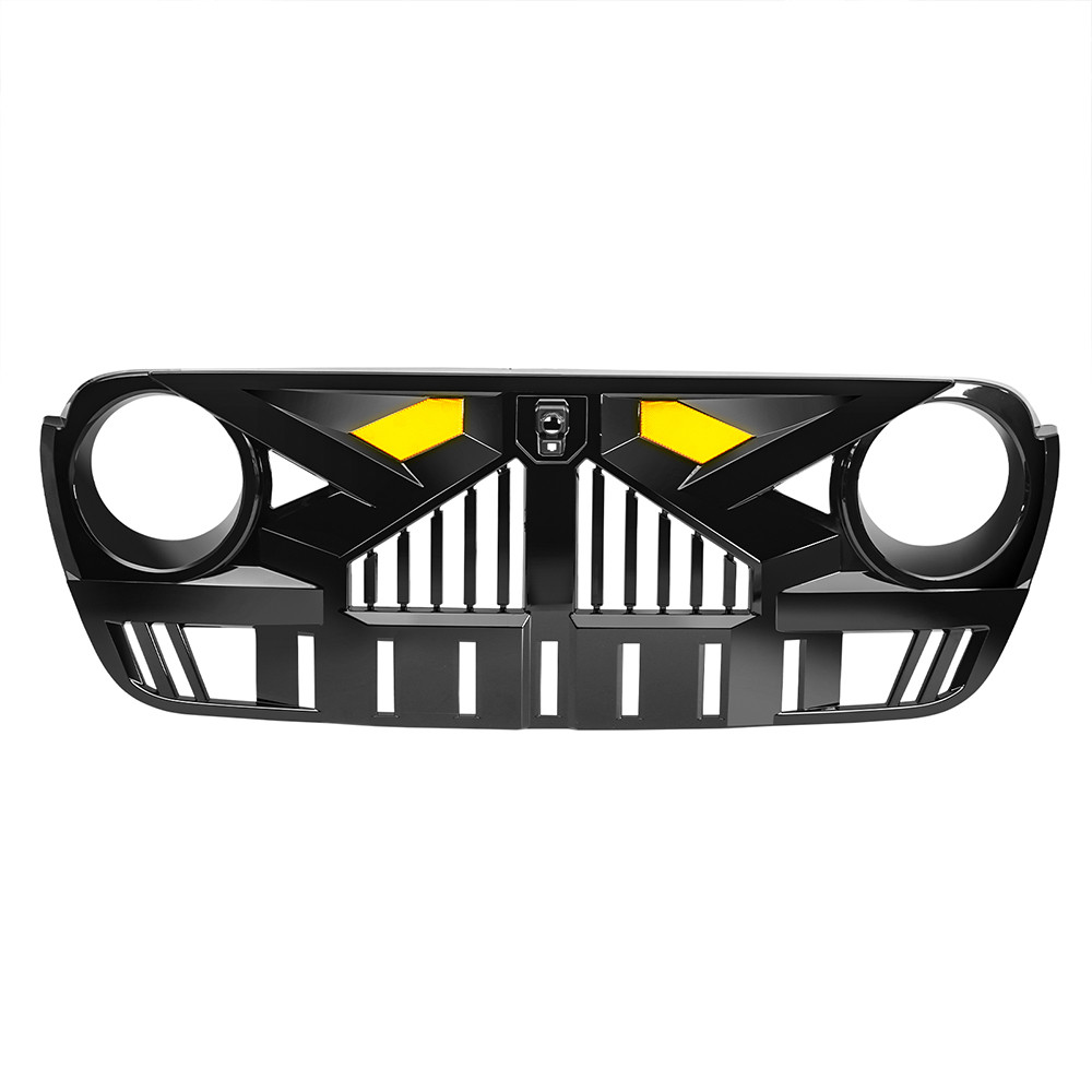 ขายร้อนเคลือบเงาสีดําด้านหน้า Empire สไตล์ Grille เตาย่างกันชนรถย่าง Amber ไฟ LED สําหรับ 2018-2024 