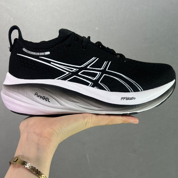 Asics Gel Nimbus 26 รองเท้าวิ่งผู้ชายและผู้หญิง Nimbus 26 รองเท้ากีฬาดูดซับแรงกระแทก 1012B602-001 KG