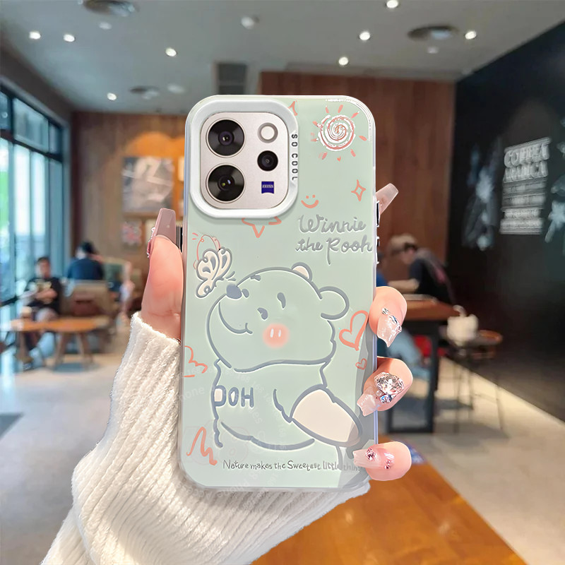 เคส Vivo V70 เคส Vivo V70 FE Case เคสการ์ตูนน่ารัก วินนี่เดอะพูห์ หมี ผีเสื้อ กันกระแทก เคสโทรศัพท์ขอบซิลิโคนอ่อน สำหรับผู้หญิง นักเรียน สาวๆ