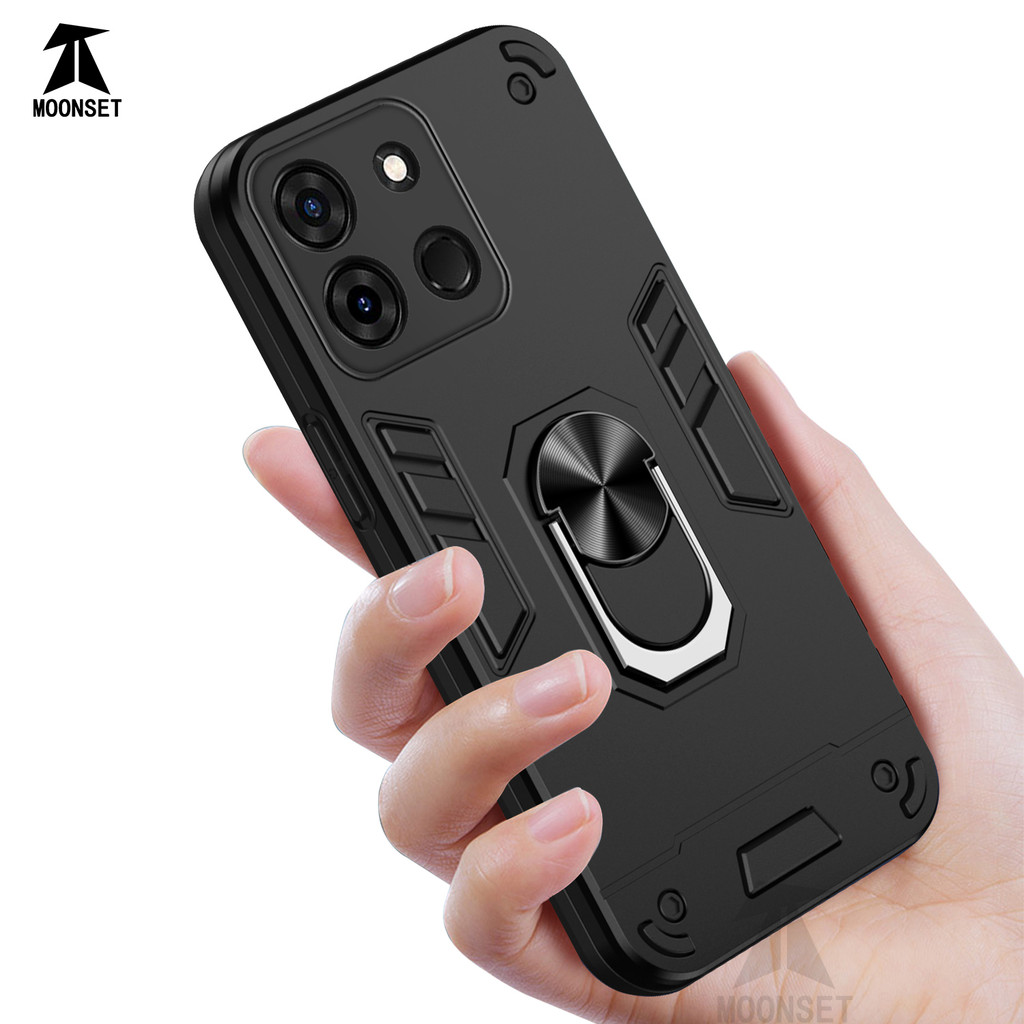 สําหรับ infinix Smart 7 Case Hard Back with Ring Stand Soft Edges กันกระแทก Anti-drop Slim Thin Cove