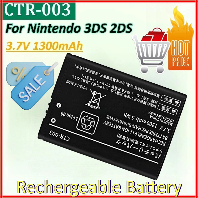 ใหม่ CTR-003 3.7V 1300mAh สําหรับ Nintendo 2DS 3DS ใหม่ 2DS XL Lipo แบตเตอรี่ Nintendo N3DS Gamepad 