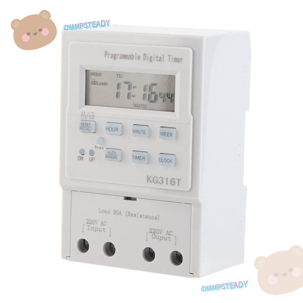 CHAMPSTEADY Digital Timer Switch, 1W Power 30A Programmable Timer, Smart Home KG316T 1Min - 168H AC 