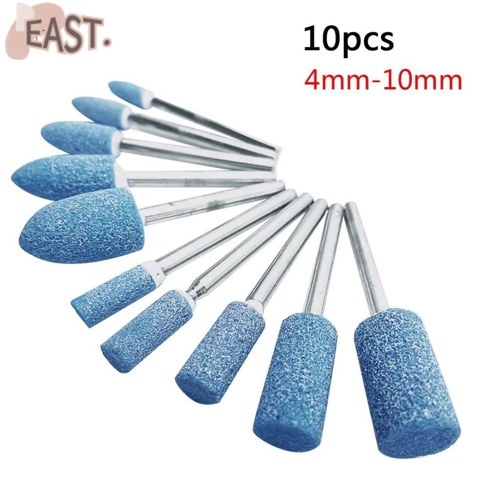 EASTS 10 ชิ้นไฟฟ้าบดล้อ, 4-10 มม.หัวล้อขัด,ทนทานสีฟ้า Dremel อุปกรณ์เสริมขัดติดหิน Mini เจาะเครื่องมือโรตารี่