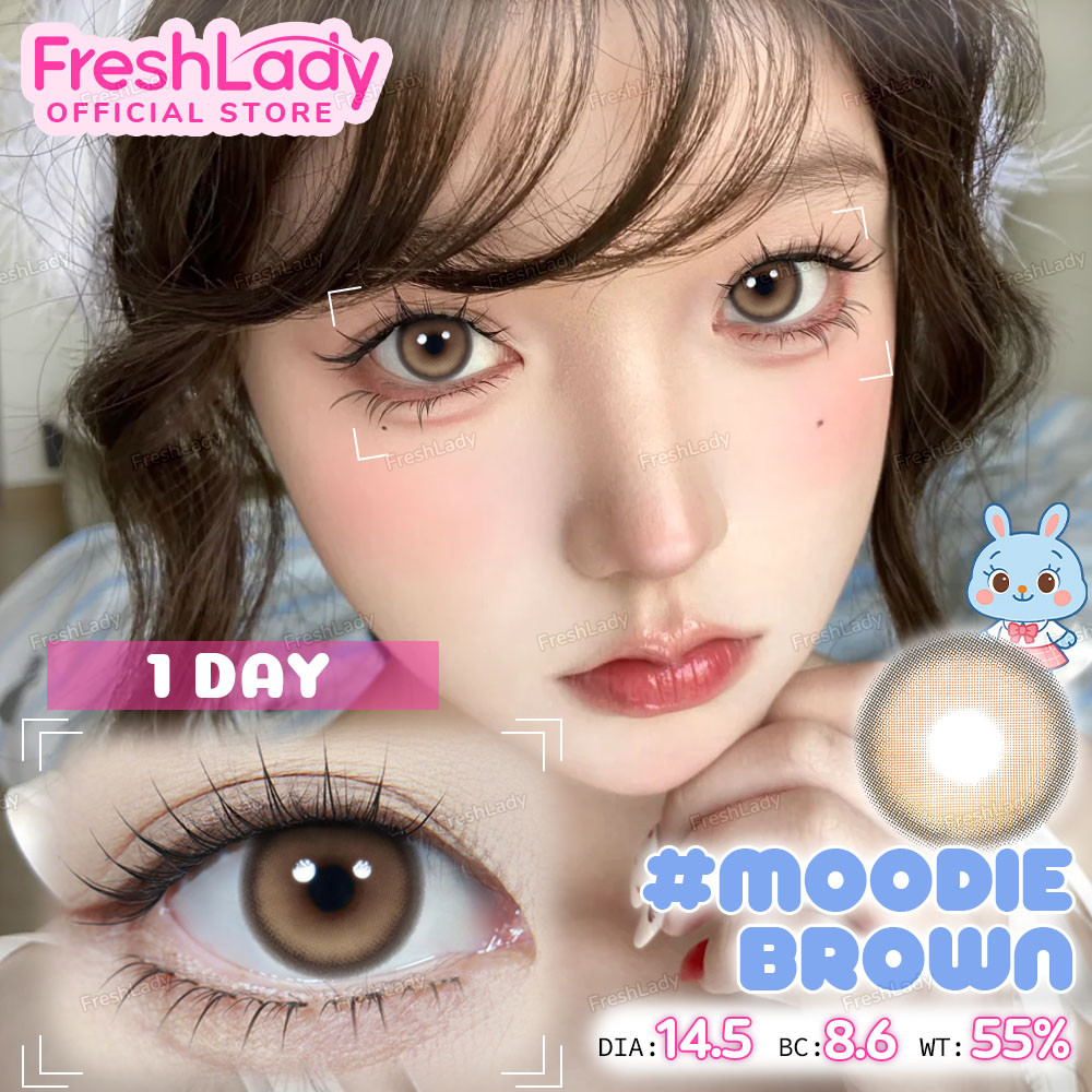 【FDA】【ขนาดทดลอง】฿68 Freshlady คอนแทคเลนส์รายวัน ใส่สบายเป็นธรรมชาติ 14.5mm 0.00~4.00--1 Day