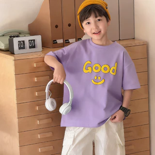 [จัดส่งภายใน 24 ชั่วโมง] เสื้อยืดเด็ก / ลายรอยยิ้มสดใส / ผ้าฝ้าย 100% / เหมาะสำหรับเด็กอายุ 1-12 ปี