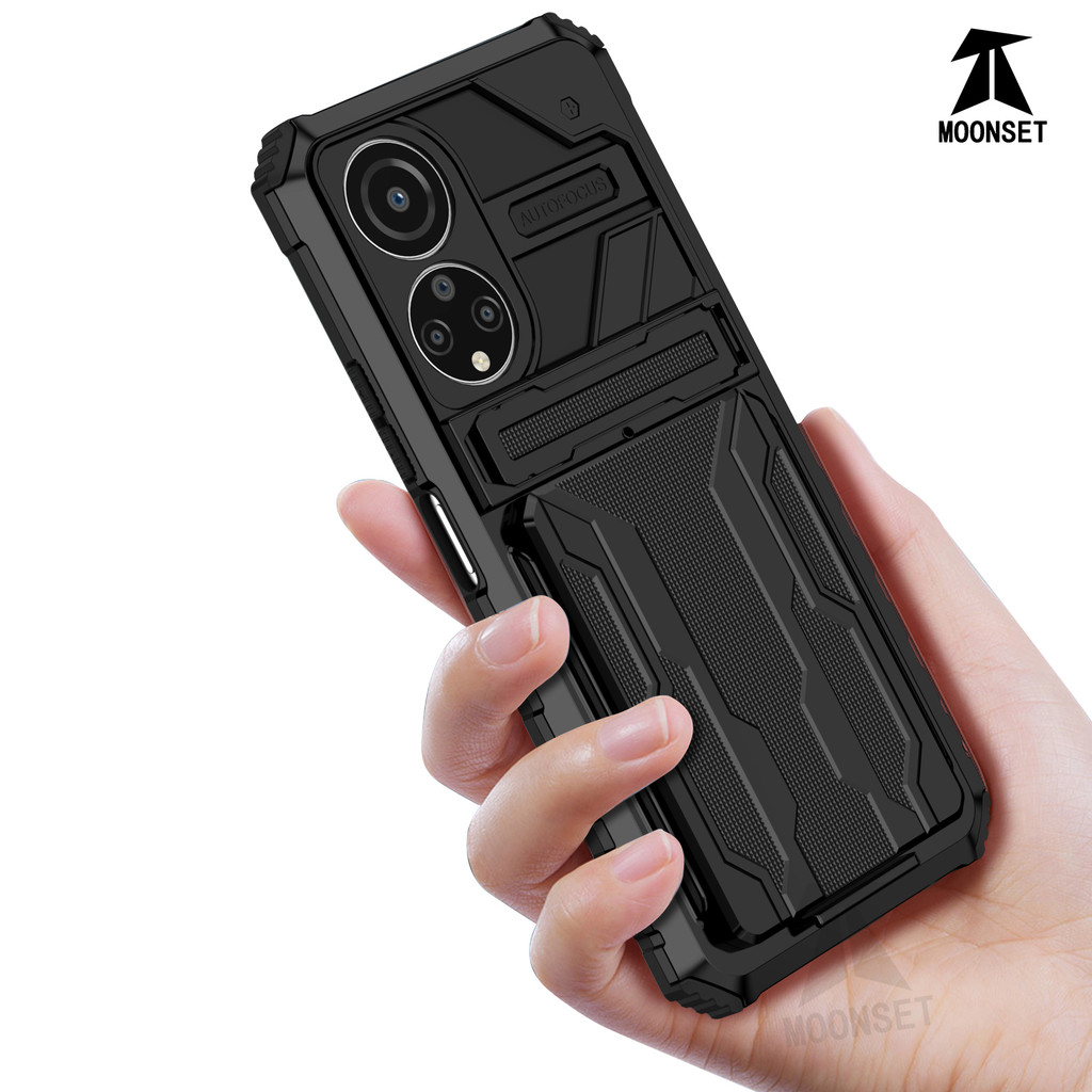 สําหรับ Honor X7 Case Kickstand Card Holder Hard Back Soft Edges ฝาครอบกันกระแทกสําหรับงานหนัก