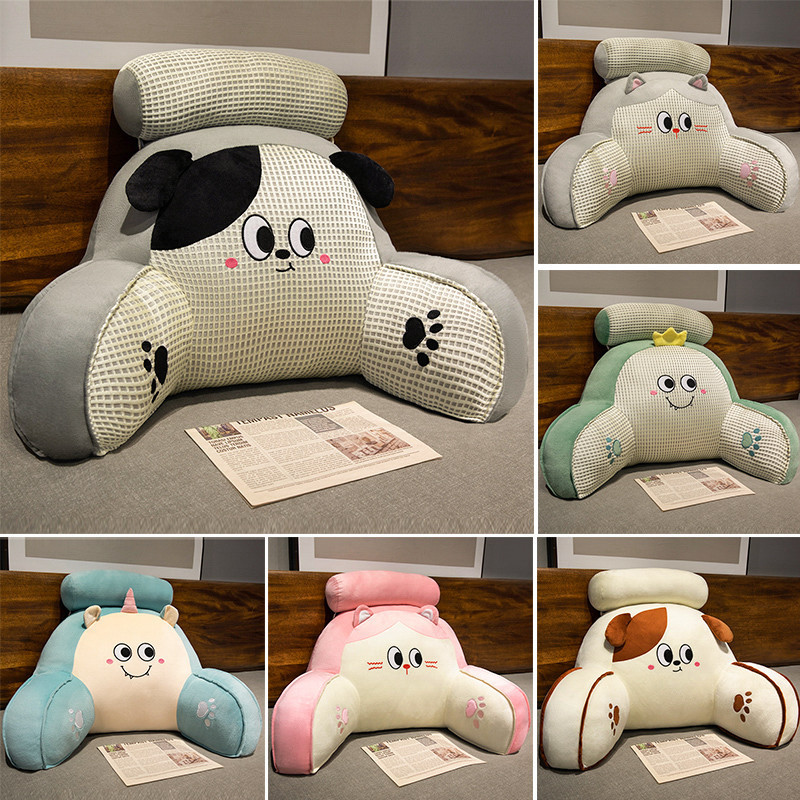 【Ready Stock】 Waffle Ice Silk Lumbar Support Pillow Cartoon Bedside Back Cushion Foot Pillow Sofa Cu