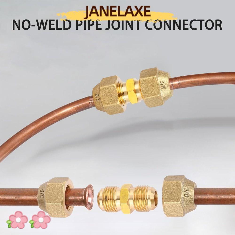 JANELAXE932JN ข้อต่อขยายท่อ,พร้อมถั่วเปลวไฟ 1/2" 1/4 "3/8" ตัวเชื่อมต่อทองแดง, อะแดปเตอร์ข้อต่อท่อตร