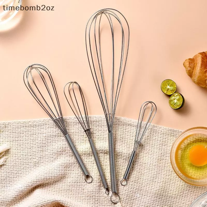 ตะกร้อมือสแตนเลสขนาดเล็ก Mini Spring Handle Whisk สำหรับทำอาหาร thumbnail 3