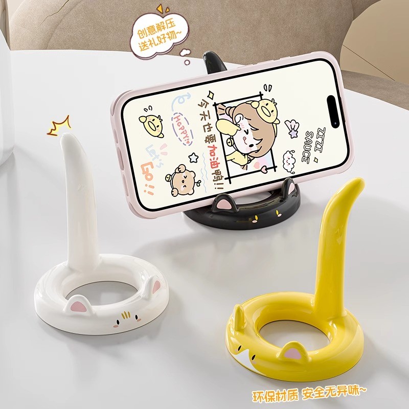 litem desktop holder ผู้ถือโทรศัพท์น่ารัก การ์ตูนการ์ตูนแมวโทรศัพท์ยืนสํานักงานสก์ท็อปโทรศัพท์มือถือ