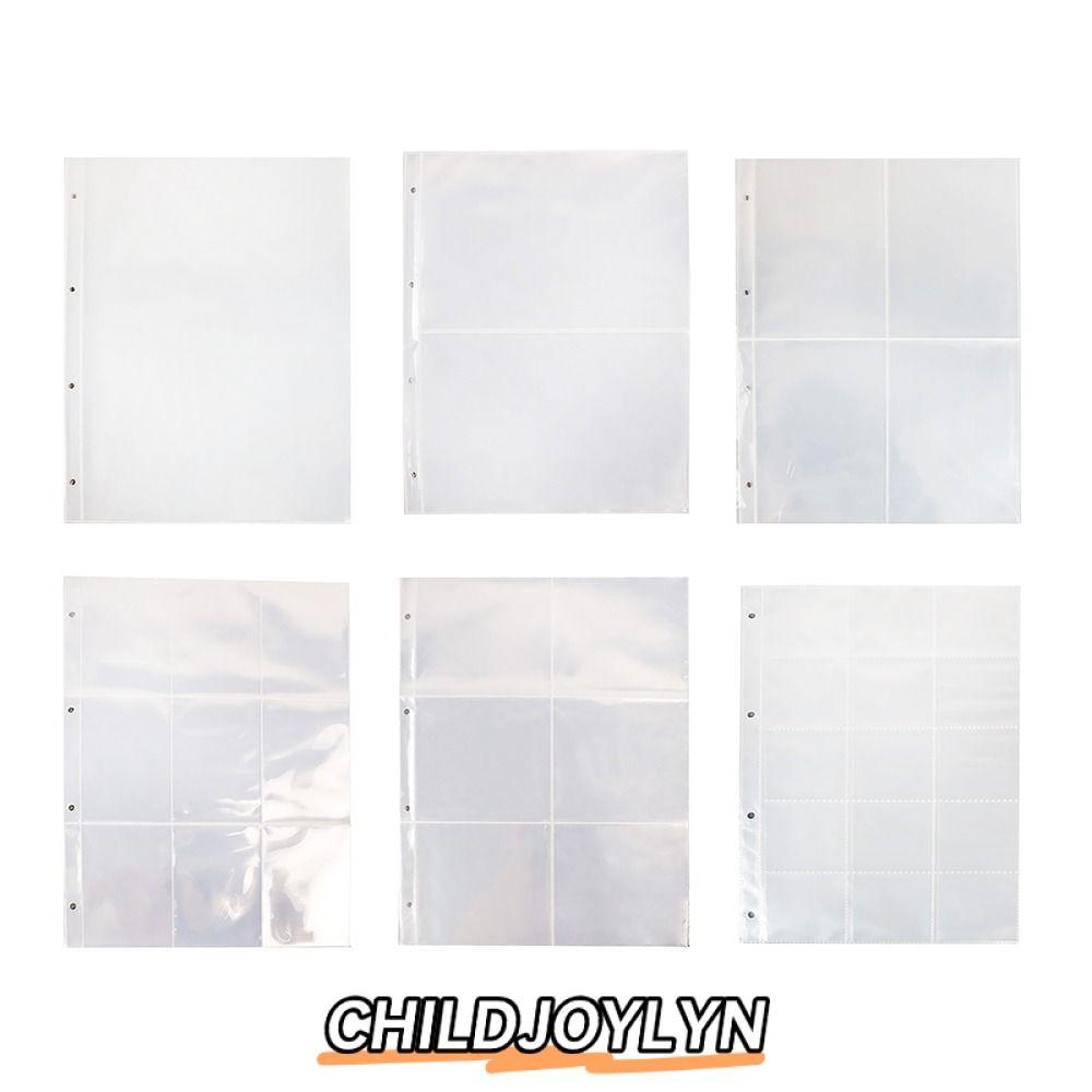 CHILDJOYLYN A4 Kpop Photocard Binder, PP DIY อัลบั้มรูปเติมหน้า, 4 รู 4 แหวนโปร่งใสหลายกระเป๋าการ์ดแสตมป์ Die ที่เก็บเครื่องประดับ