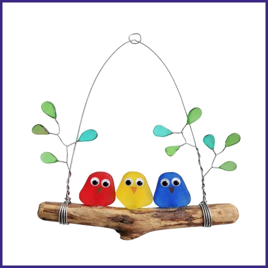 Sea Glass Decor สีสันวันหยุด Props Sea Glass Bird Perch เครื่องประดับสําหรับห้องนั่งเล่นในร่มกลางแจ้