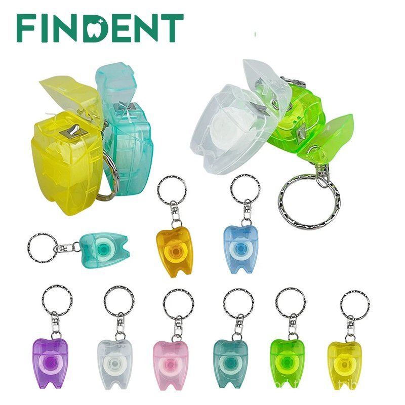 100pcs Dental Portable Dental Floss Keychain Teeth Floss Gum Care Toothpicks Floss Pick Teeth Clean 