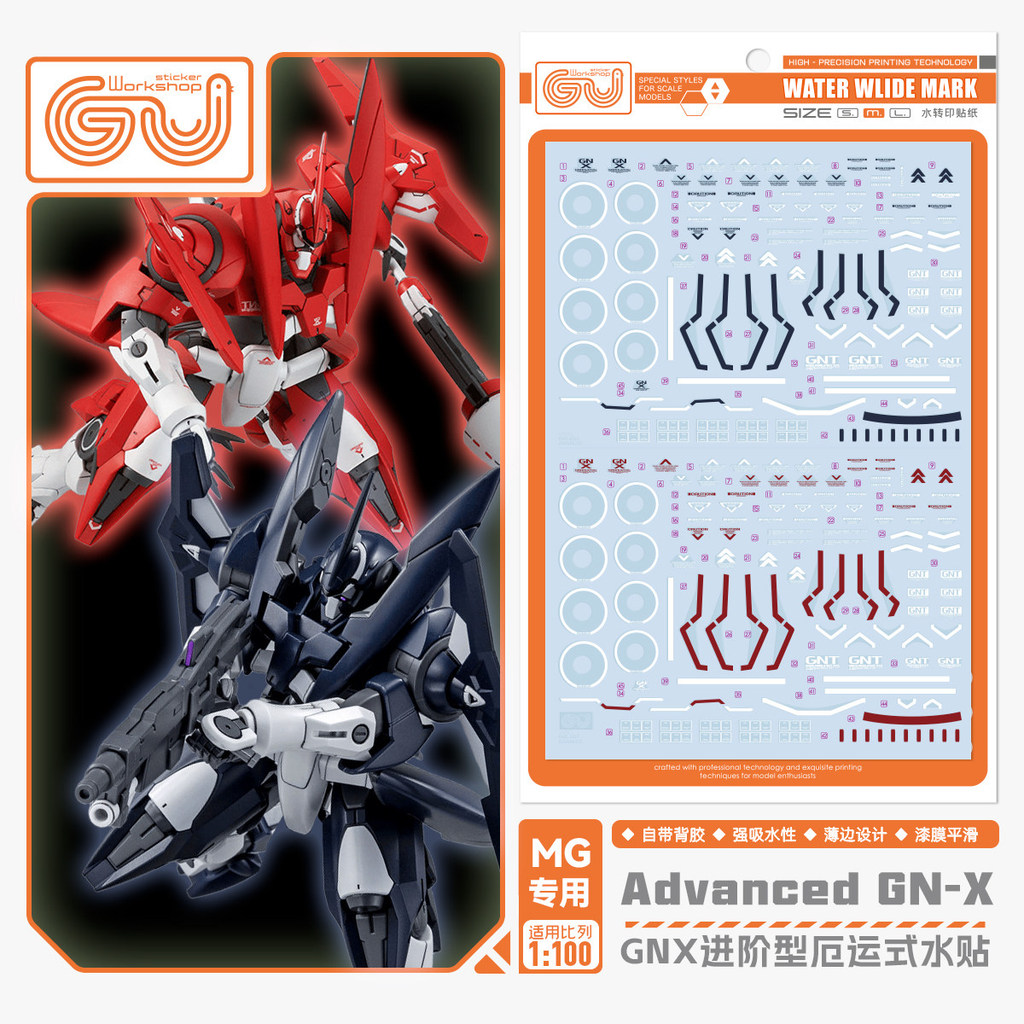 GUGU MG 1/100 Advanced / Deborahs Advanced GN-X GNX Water Slide Decal (ไม่รวมชุด) GUGUMG033