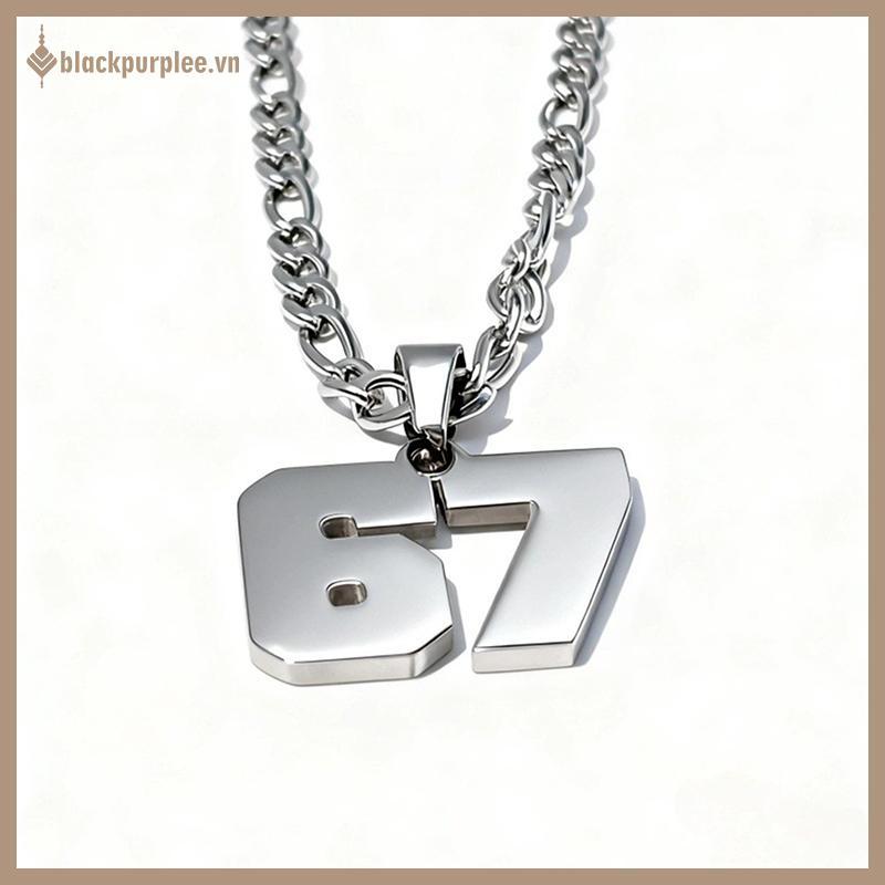 BPURIPPLE Minimalist โซ่สแตนเลส 67 จี้ตัวเลข Nelace สําหรับผู้หญิงผู้ชาย Luy Number Trend Chain Part