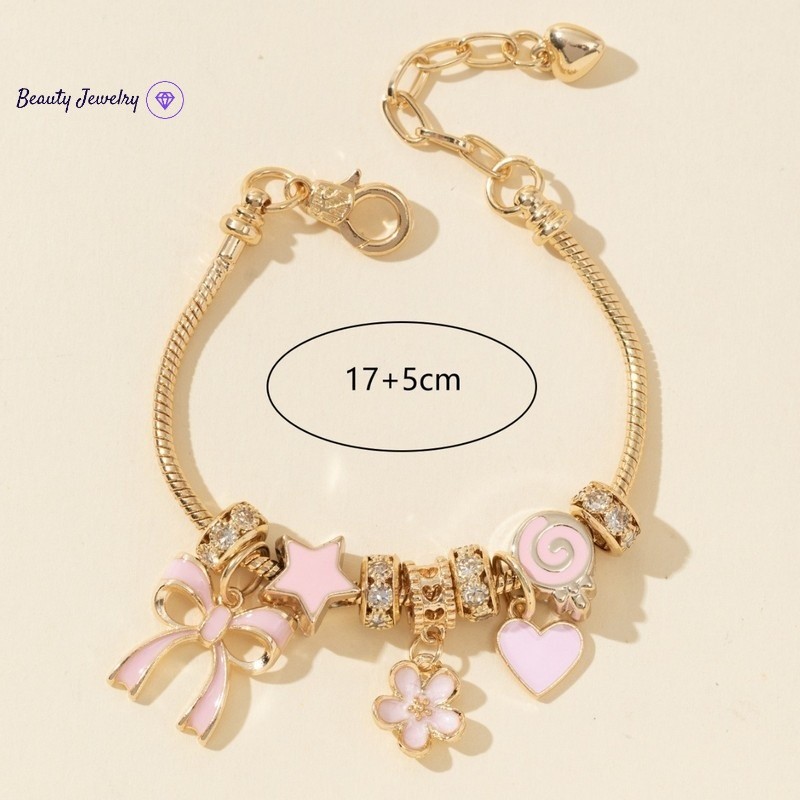 สร้อยข้อมือแพนدอร่าจากทอง 18K ตกแต่งเองด้วยลูกปัดสแตนเลสมากมาย เป็นของขวัญสำหรับคนพิเศษ ราคา ถูกที่สุด ดีลบีเคเค แกลเลอรีภาพที่ 8