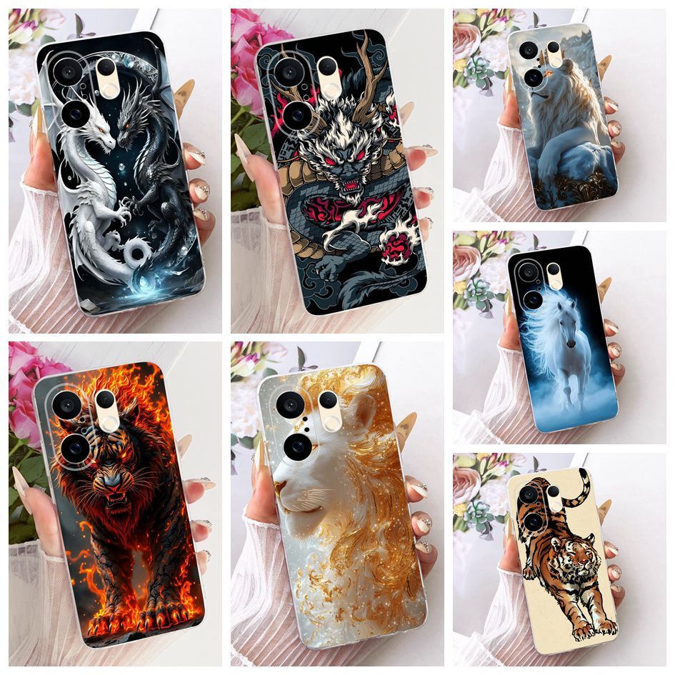 การ์ตูนสําหรับ Vivo S30 Pro Mini V2465A / X200 FE V2503 ปลอก Cool Dragon Lion Soft Slim ซิลิโคน TPU 