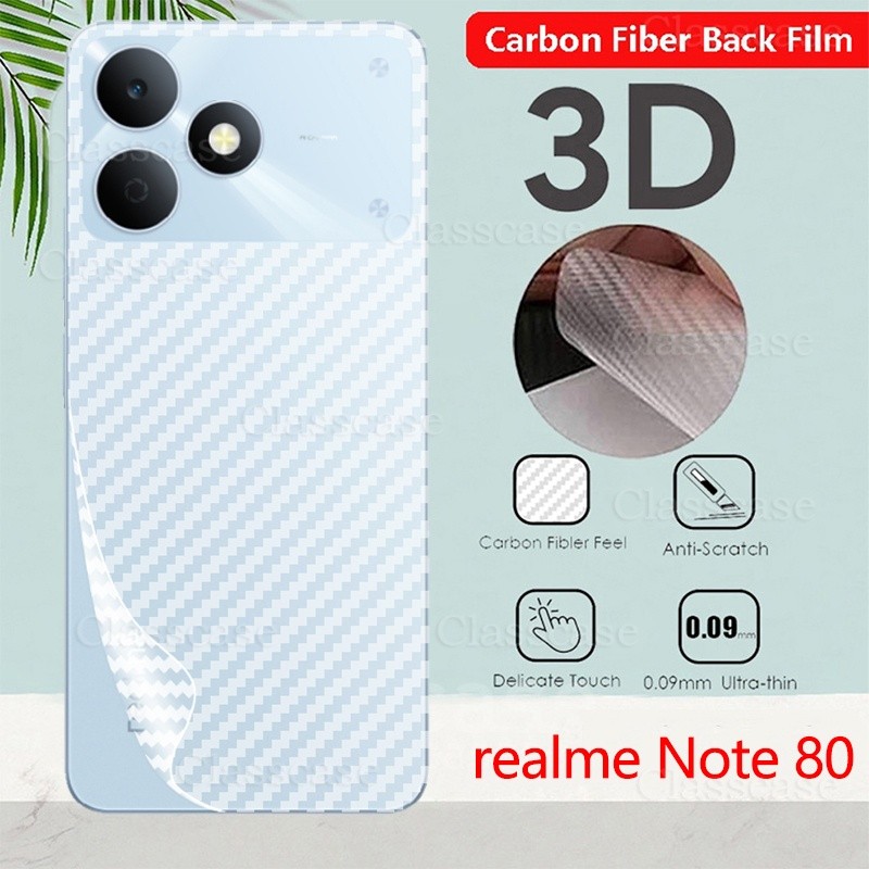สําหรับ realme หมายเหตุ 80 70 60 80x 70T 60x Note80 Note70 Note60 realmeNote80 2026 Anti Slip 3D คาร์บอนไฟเบอร์ป้องกันด้านหลังป้องกันหน้าจอฟิล์มด้านหลังไม่กระจกนิรภัย