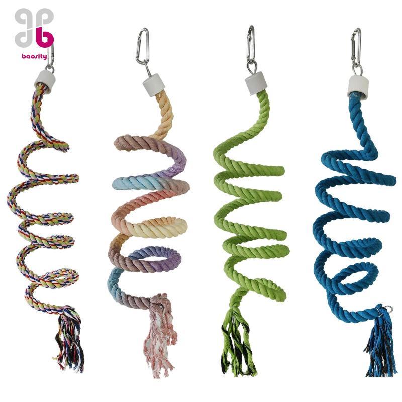 [Baosity] Bird Spiral Rope Perch Cotton Elastic Multifunction 59.-6inch Pet Supplies Bird