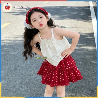 [+ผ้าคลุมศีรษะ] สาวหนูน้อยหมวกแดงหยิบเห็ดสาวน้อยน่ารักเด็กโครเชต์ปักลายจุด กางเกงชั้นใน เด็กสาม @-