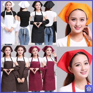 หมวกทำงานครัวสามเหลี่ยมผ้าฝ้ายหมวกเชฟปรับได้ผ้าโพกหัวทำงานหมวกครัว