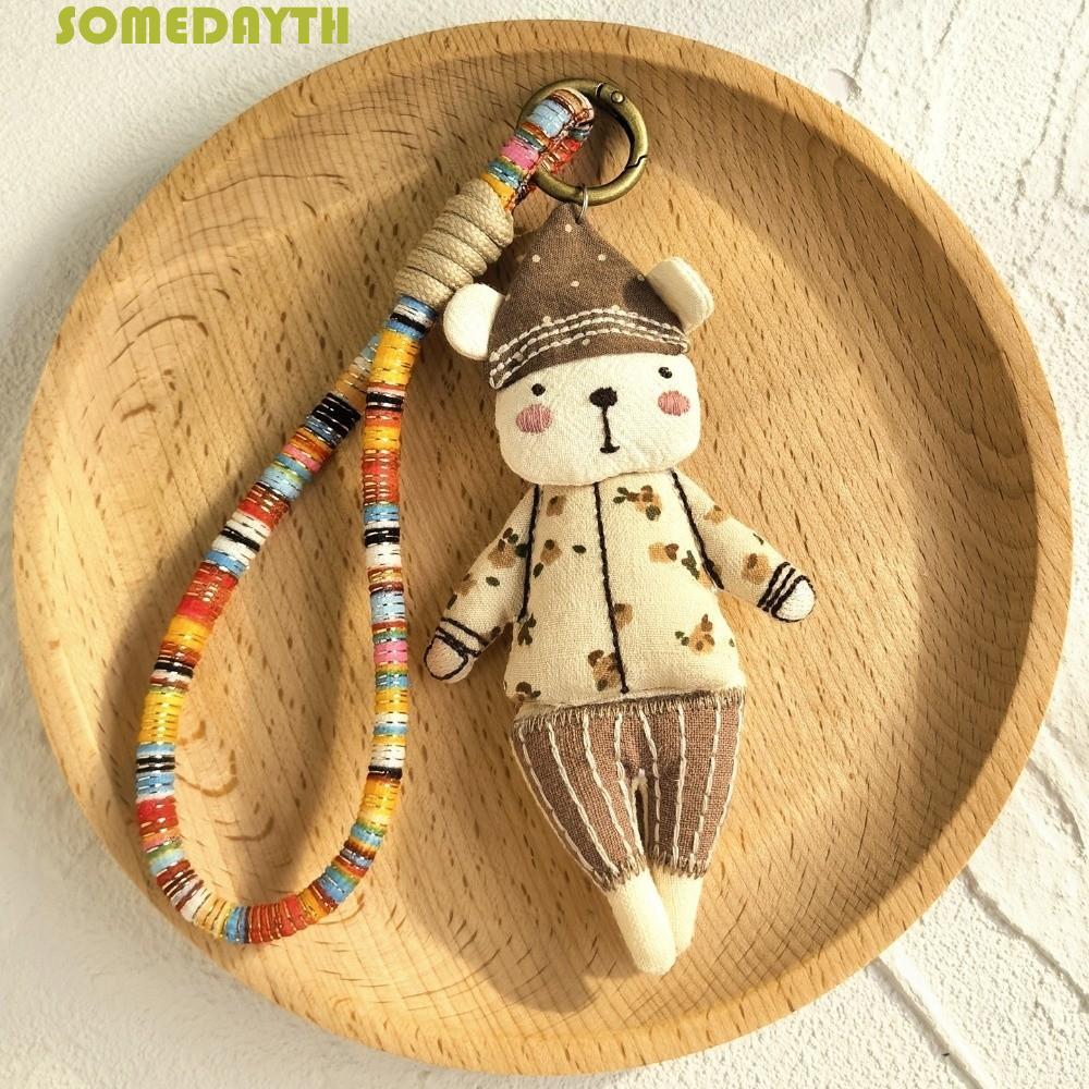 SOMEDAY พวงกุญแจสุนัขแมว, จี้สัตว์ทํามือ Bear Kitty, กระต่ายลูกสุนัขสร้างสรรค์ พวงกุญแจสไตล์เกาหลีน่ารัก คู่