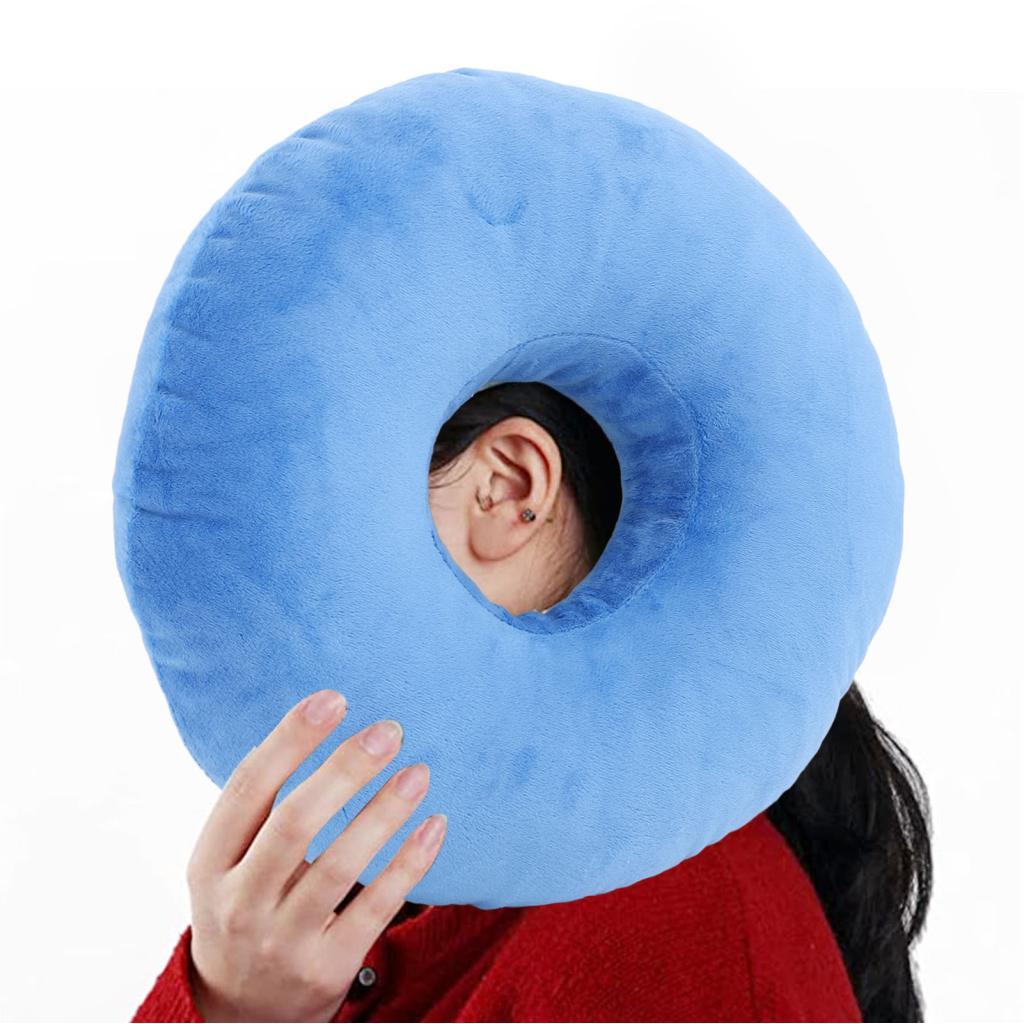 Pieneca Yidesu หมอนเจาะสําหรับการนอนหลับด้านข้าง Donut ลดความดันหู Enjoy Sleeping Soft Cotton ป้องกั