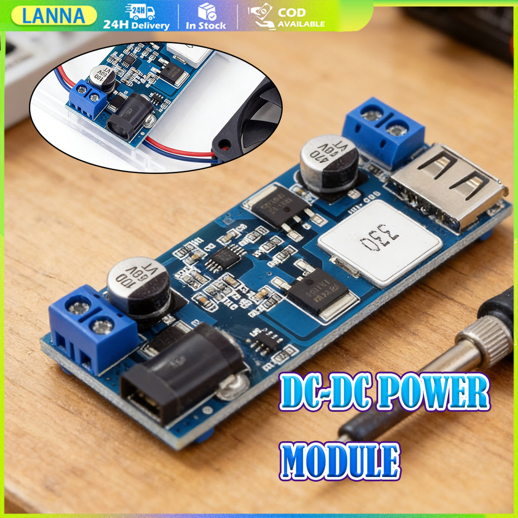 ร้านอยู่ที่ไทย โมดูลปรับลดแรงดันไฟฟ้า LM2596S DC-DC step-down module แปลงไฟลงจาก 24V/12V to 5V 5A
